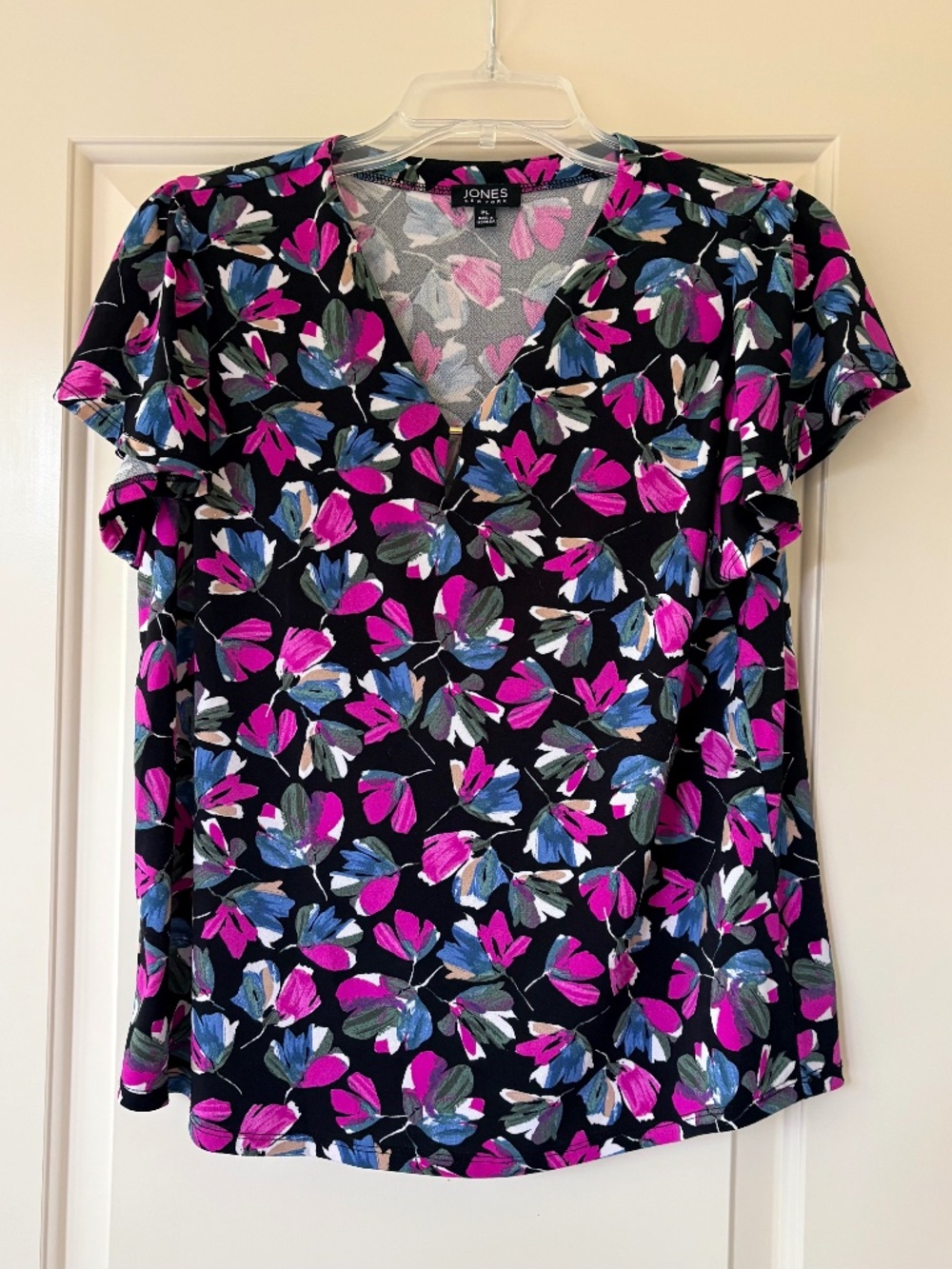 Jones NY Short-Sleeved Blouse, Petite Large